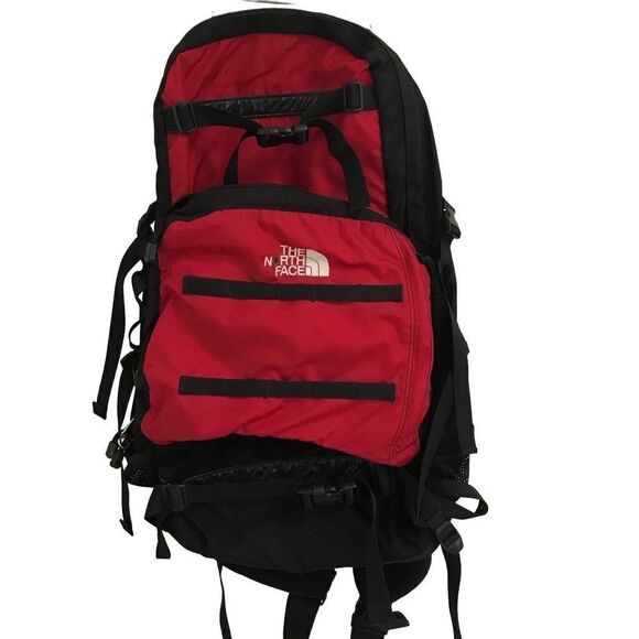The North Face Large Lookout Backpack Red/Black nylon Hiking Camping Outdoors - Picture 1 of 12